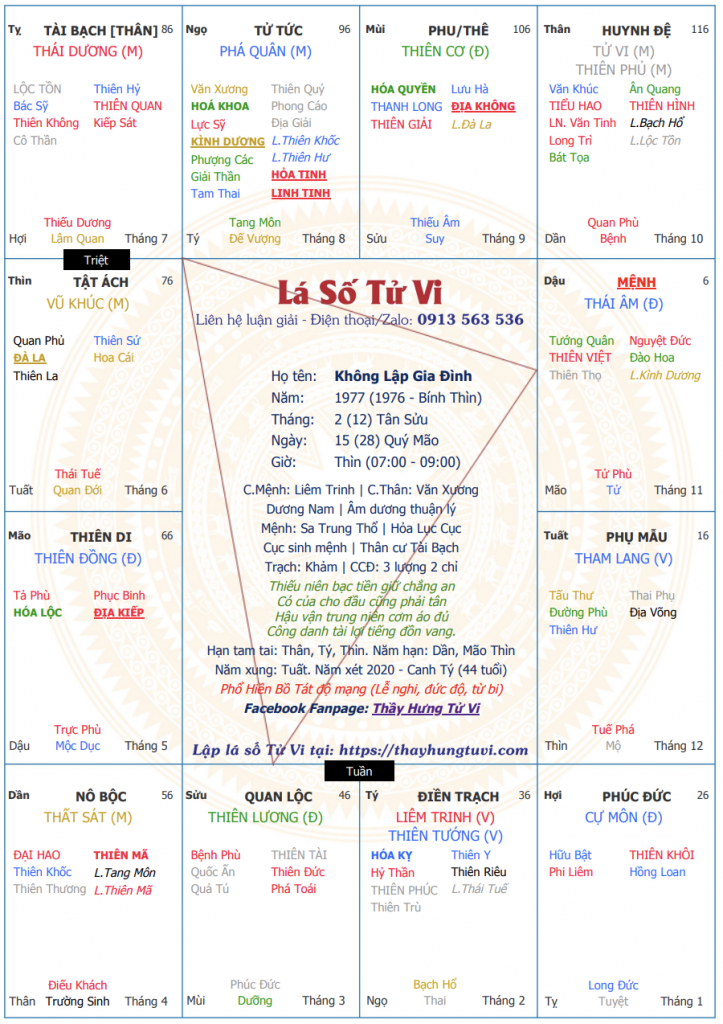 Lá Số Không Lập Gia Đình